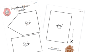 Gingerbread House Template. Free, printable download for a homemade gingerbread house.