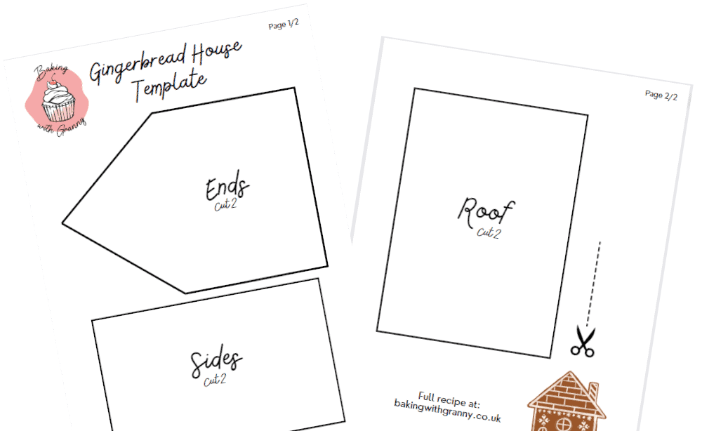 Gingerbread House Template. Free, printable download for a homemade gingerbread house.