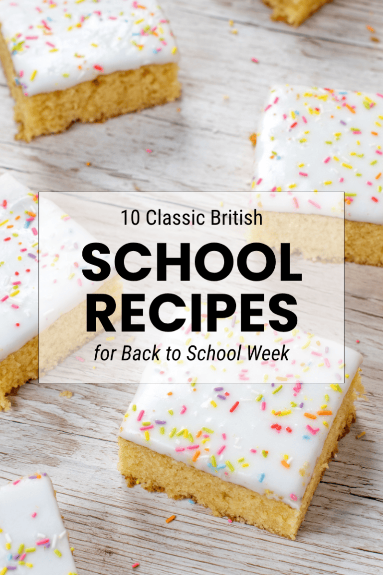 Selection of nostalgic British school bakes and puddings for Back to School.