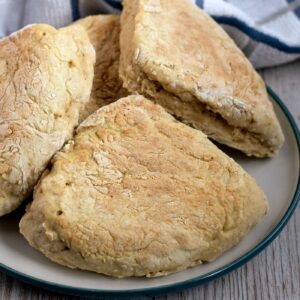 Traditional Irish soda farls served warm with butter and jam.
