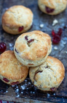 Cherry Scones Stack of cherry scones, viewed from above.